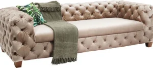 KARE Design Bank Desire 3-Zits Fluweel Ecru