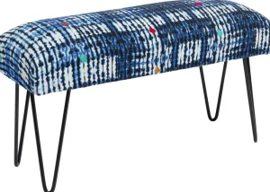 KARE Design Bankje Desna Patchwork Blue 80cm