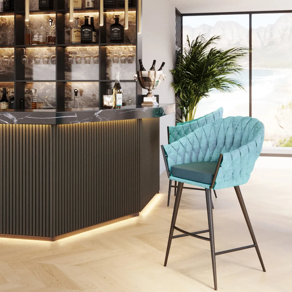 barkruk_knot_petrolblauw_0.webp KARE Design Barkruk Knot Petrol-Blauw