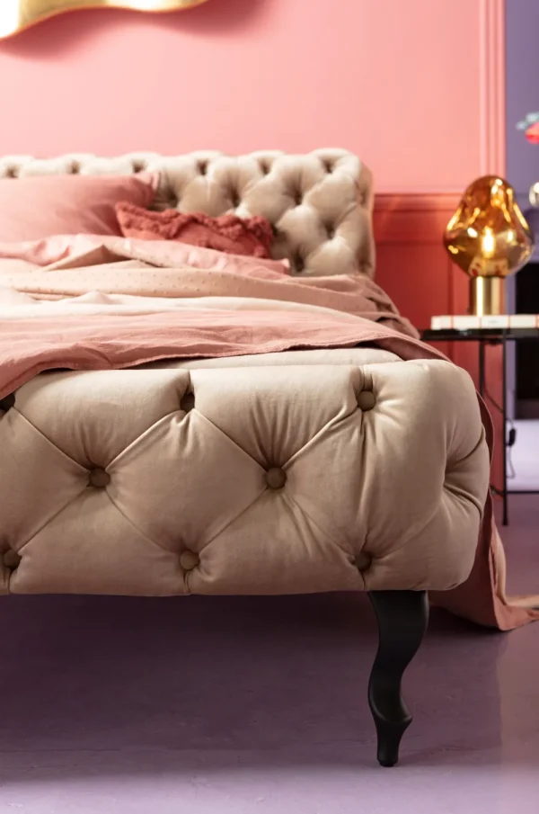 KARE Design Bed Desire Fluweel Ecru 160x200cm