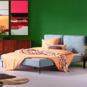 KARE Design Bed East Side Cord Blue 160x200cm
