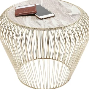 KARE Design Bijzettafel Beam Grijs Marmeren Messing Ø43cm