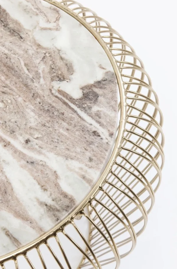 KARE Design Bijzettafel Beam Grijs Marmeren Messing Ø43cm