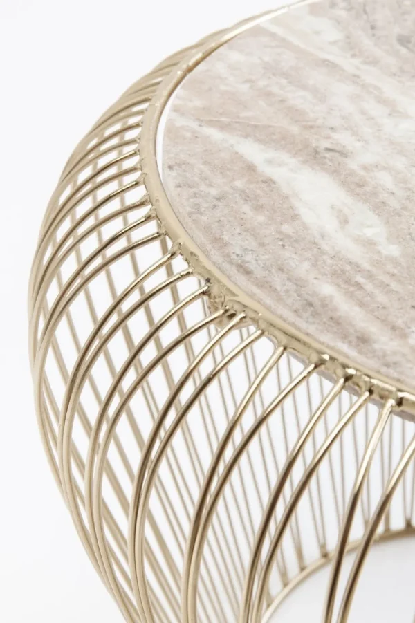 KARE Design Bijzettafel Beam Grijs Marmeren Messing Ø43cm
