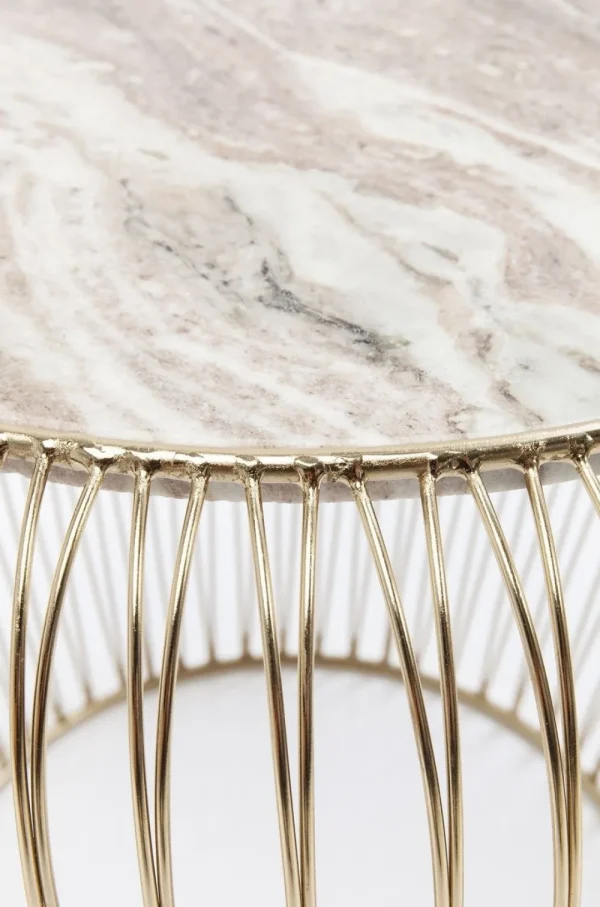 KARE Design Bijzettafel Beam Grijs Marmeren Messing Ø43cm