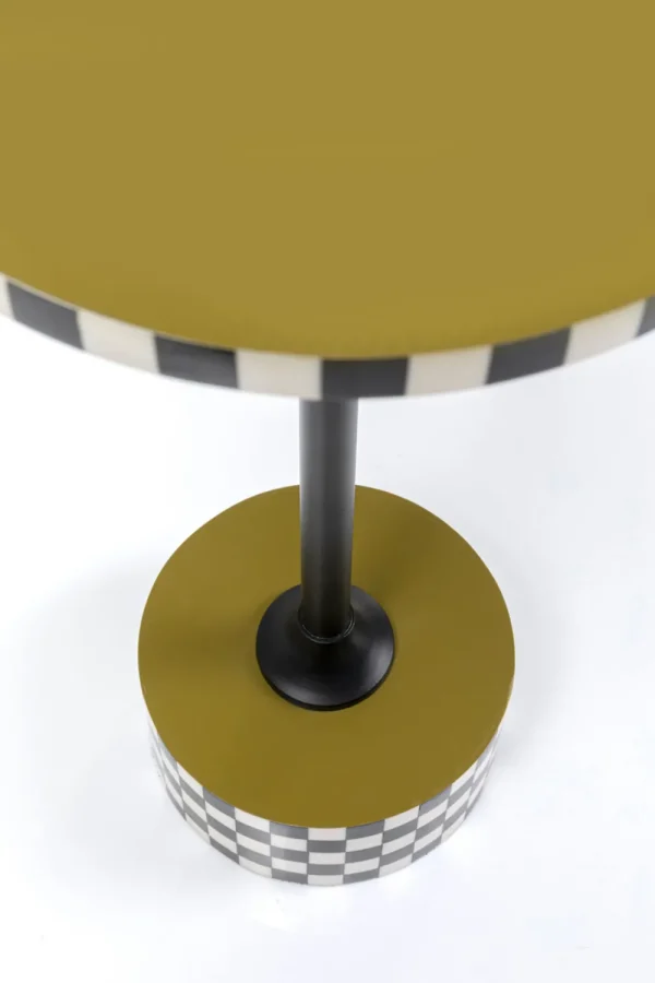 KARE Design Bijzettafel Domero Checkers Olive Ø25cm