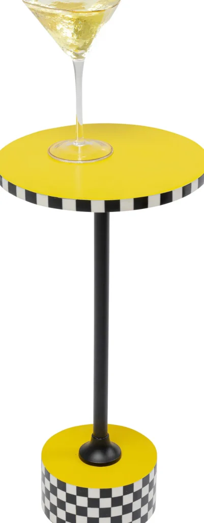 KARE Design Bijzettafel Domero Checkers Yellow Ø25cm