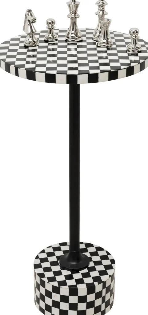 KARE Design Bijzettafel Domero Chess Black White Ø25cm