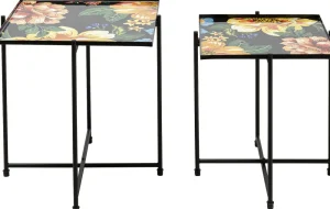 KARE Design Bijzettafel Flowers Garden Square (Set Van 2)