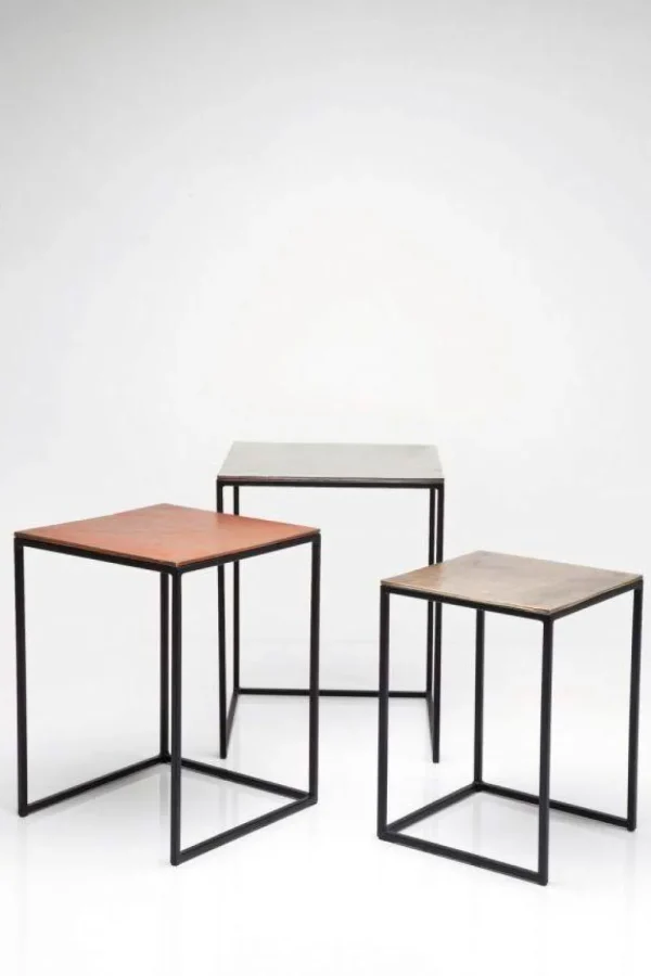 KARE Design Bijzettafel Loft Vierkant Vintage (3-delig) 41x41cm