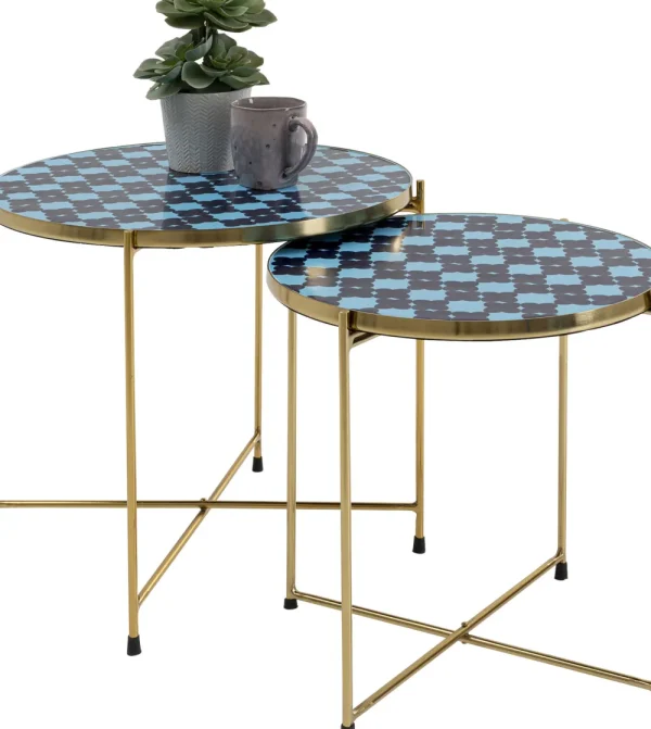 KARE Design Bijzettafel Priya Blue (Set Van 2)