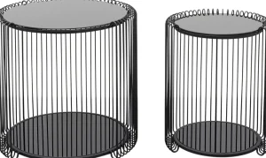 KARE Design Bijzettafel Wire Double Black Set Van 2