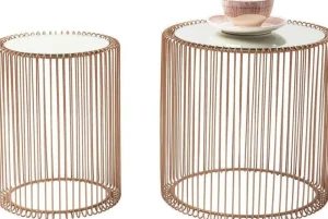 KARE Design Bijzettafel Wire Koper (2-delig) Ø44cm