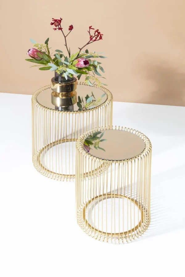 KARE Design Bijzettafel Wire Messing (2-delig) Ø44cm