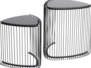 KARE Design Bijzettafel Wire Triangle Black (Set Van 2)