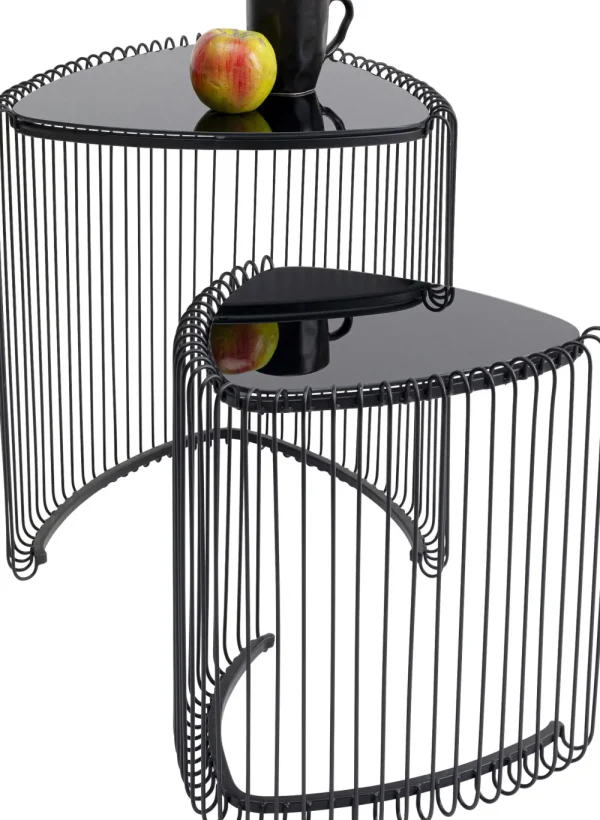 KARE Design Bijzettafel Wire Triangle Black (Set Van 2)
