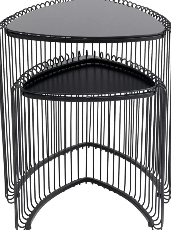 KARE Design Bijzettafel Wire Triangle Black (Set Van 2)