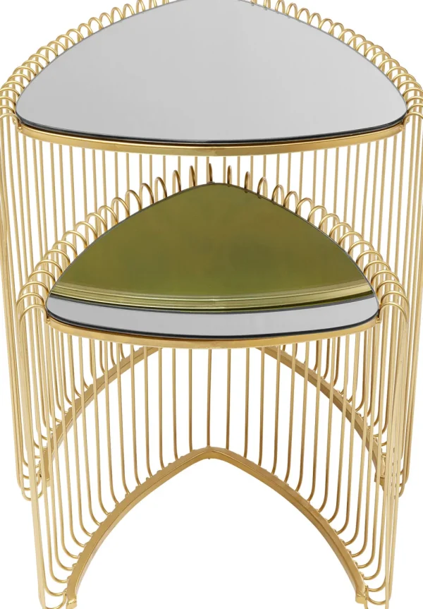 KARE Design Bijzettafel Wire Triangle Gold (Set Van 2)