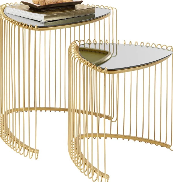 KARE Design Bijzettafel Wire Triangle Gold (Set Van 2)
