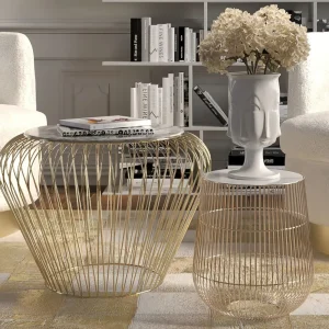 KARE Design Bijzettafel Wit Marmeren Messing Ø32cm