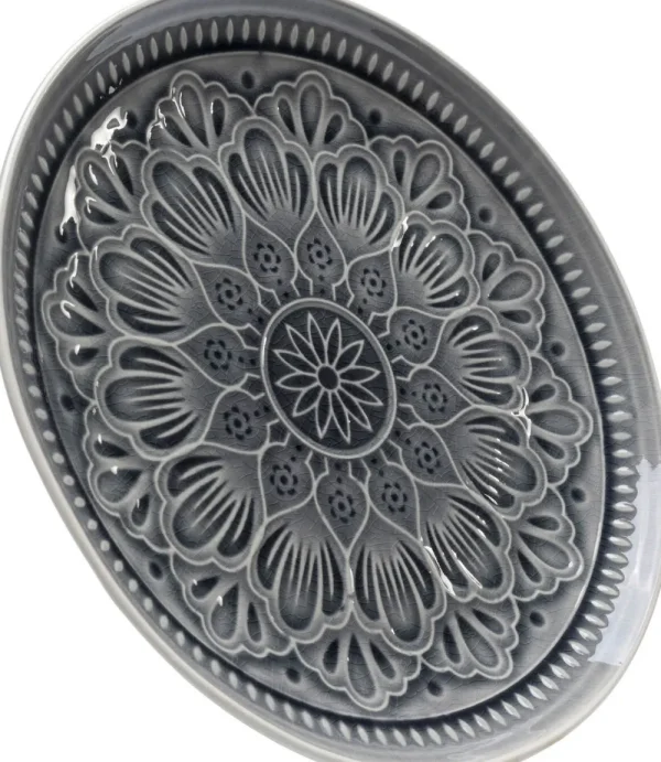 KARE Design Bord Sicilia Mandala Grijs Ø27cm