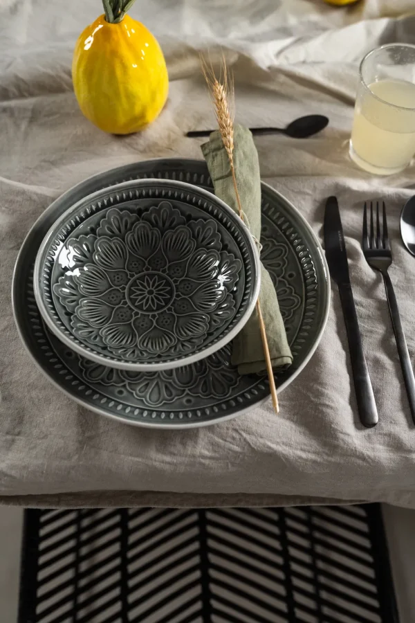 KARE Design Bord Sicilia Mandala Grijs Ø27cm