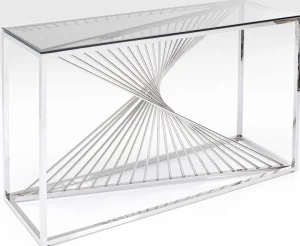 KARE Design Console Laser Zilver Helder Glas 120x40cm