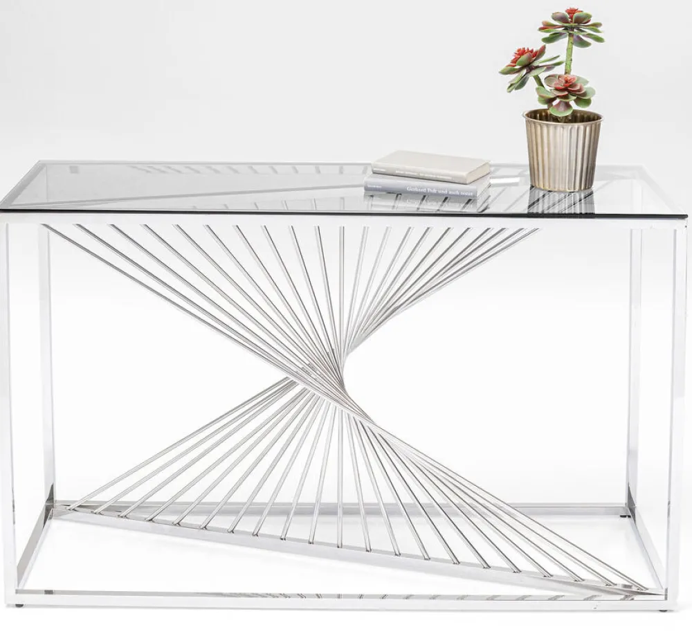 console_laser_zilver_helder_glas_xcm_2.webp KARE Design Console Laser Zilver Helder Glas 120x40cm