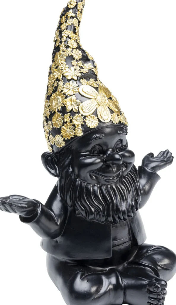 KARE Design Decofiguur Dwerg Meditatie Zwart Goud 19cm