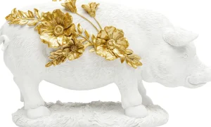 KARE Design Decofiguur Flower Pig Wit 21cm