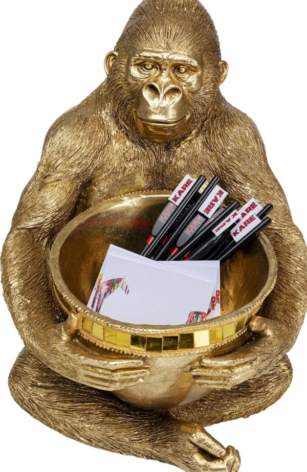 KARE Design Decofiguur Gorilla Holding Bowl Goud