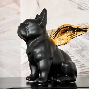 KARE Design Decofiguur Sitting Angel Dog Goud-Zwart