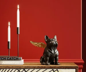 KARE Design Decofiguur Sitting Angel Dog Goud-Zwart