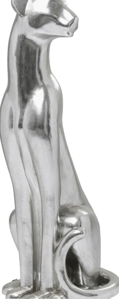 KARE Design Decofiguur Sitting Leopard Silver 150cm