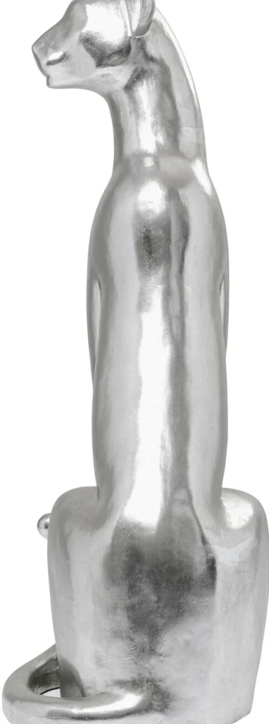 KARE Design Decofiguur Sitting Leopard Silver 150cm