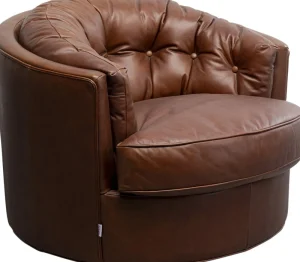KARE Design Draaibare Fauteuil Music Hall Leather Brown
