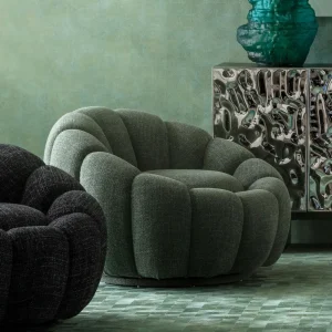 KARE Design Draaifauteuil Peppo Bloom Melange Green