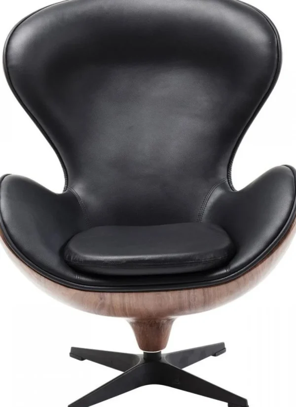 KARE Design Draaistoel Lounge Zwart Walnoot