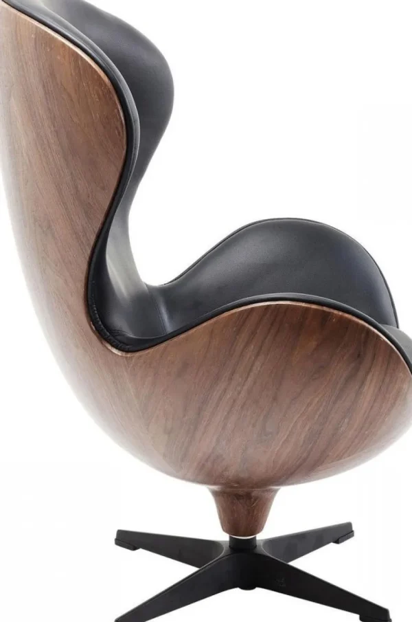 KARE Design Draaistoel Lounge Zwart Walnoot