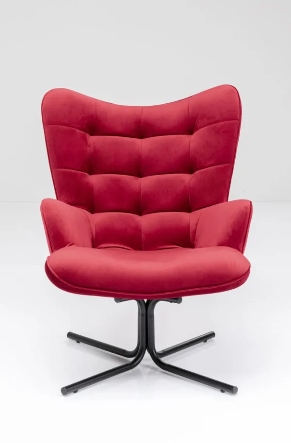 KARE Design Draaistoel Oscar Velvet Red