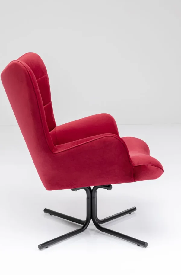 KARE Design Draaistoel Oscar Velvet Red