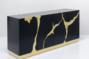 KARE Design Dressoir Cracked Black Gold 165x80cm