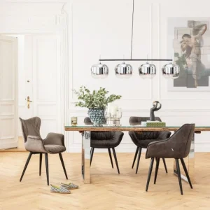 KARE Design Eetkamerstoel Black Marshall Fluweel Grijs