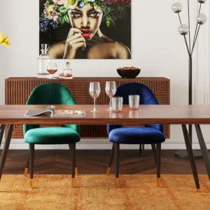 KARE Design Eetkamerstoel Iris Fluweel Blauw (set Van 2)