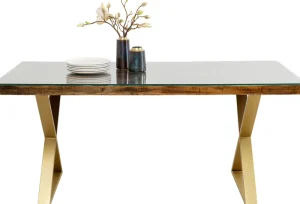 KARE Design Eettafel Conley Cross Brass 180x90cm