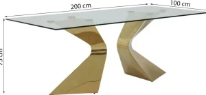 KARE Design Eettafel Gloria Goud 200x100cm