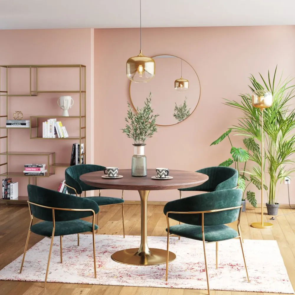 eettafel_invitation_set_walnoot_messing_cm_0.webp KARE Design Eettafel Invitation Set Walnoot Messing Ø90cm