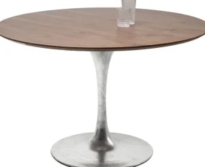 KARE Design Eettafel Invitation Set Walnoot Zink Ø120cm