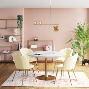 KARE Design Eettafel Invitation Set Wit Messing Ø120cm