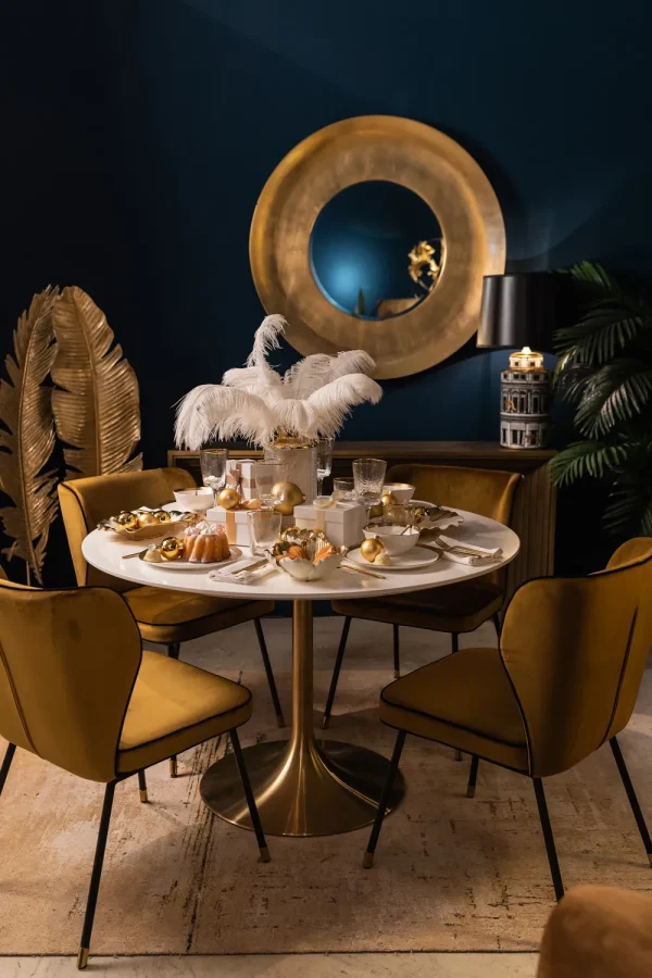 KARE Design Eettafel Invitation Set Wit Messing Ø90cm